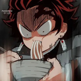 🔥 501e8a57 Tanjiro Kamado Demon Slayer Anime, Demon Slayer, Tanjiro, Jedzenie, Makaron telegram sticker