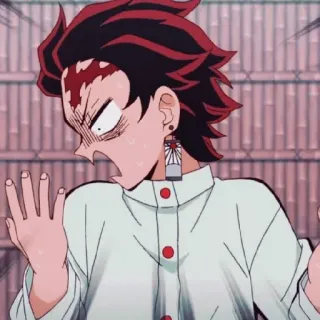 🔥 558f3651 Tanjiro Kamado Demon Slayer Anime, Demon Slayer, Tanjiro, Kamado, Przestraszony, Manga telegram sticker