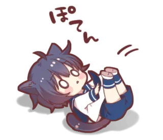 ⛸ 2bc7b0bb ぽってん anime, chibi, catgirl, kawaii, cute, cartoon telegram sticker