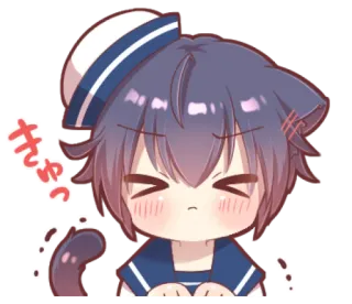 ⛸ 42706d20 きゅっ chibi, cat, anime style, cute, sailor, cat ears telegram sticker