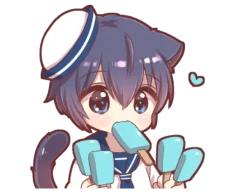 ⛸ f5828482 anime, kawaii, chibi, ice cream, cat ears, sailor outfit, cute telegram sticker
