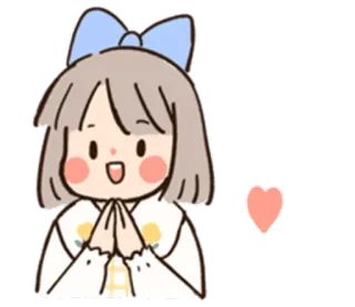 ❤️ 263cdf0b Cartoon, Mädchen, Schleife, süß, Herz, Liebe telegram sticker