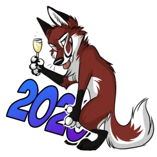 🥂 30cf530a 2023 狐狸, 香槟, 庆祝, 2023, 新年, 派对, 祝酒 telegram sticker