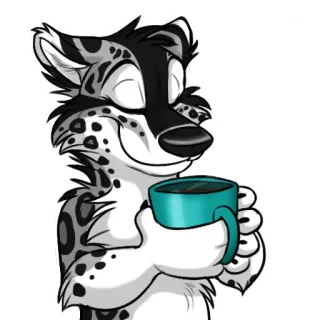 ☕️ 5eb57766 兽人, 拟人, 咖啡, 动物, 豹 telegram sticker