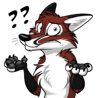 ❓ 62455ad6 ?? 狐狸, 问题, 困惑, 动物, 贴纸, 毛茸茸 telegram sticker