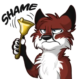 😐 b4ed9498 SHAME 狐狸, 羞耻, 铃铛, 卡通, 不赞同, 评判 telegram sticker
