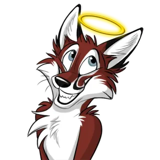 😇 d272f928 卡通, 狐狸, 光环, 动物, 贴纸 telegram sticker