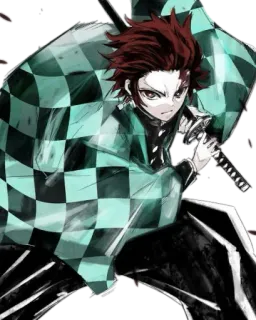 😐 380244ba Tanjiro Kamado Demon Slayer Anime, Demon Slayer, Tanjiro Kamado, Espada, Pelea telegram sticker