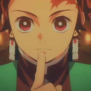 🌊 57cb3722 Tanjiro Kamado Demon Slayer anime, manga, demon slayer, tanjiro, shhh, finger to lips, quiet whatsapp sticker