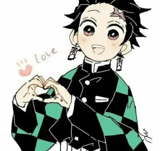 🍃 b3c0ca44 Tanjiro Kamado Demon Slayer Love 炭治郎, 鬼灭之刃, 动漫, 爱, 心, 可爱 telegram sticker