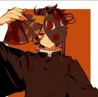 🍃 b9a48ef5 Tanjiro Kamado Demon Slayer 动漫, 鬼灭之刃, 灶门炭治郎, 面具, 粉丝, 漫画, 日本动漫 telegram sticker