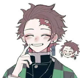 🍃 cf536876 Tanjiro Kamado Demon Slayer 动漫, 鬼灭之刃, 炭治郎, 灶门炭治郎, 漫画, 微笑 telegram sticker