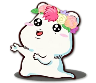 😀 6bbbdfe3 卡通, 动物, 可爱, 花环, 插图, 角色 whatsapp sticker