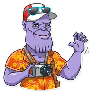 👋 d0eb2af1 Thanos 灭霸, 漫威, 超级反派, 游客, 相机, 度假 telegram sticker