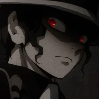 🥀 5bc55b69 Muzan Kibutsuji Demon Slayer 动漫, 恶魔, 反派, 黑暗, 帽子, 漫画 telegram sticker