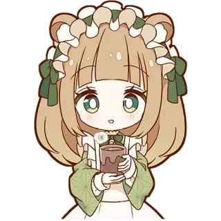 🍵 e4dbb239 อนิเมะ, จิบิ, เด็กผู้หญิง, คาวาอิ, น่ารัก, ชา, สไตล์ญี่ปุ่น telegram sticker