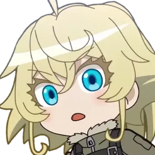 😯 d6419eb7 Tanya Degurechaff Youjo Senki Anime, Militaire, Soldat, Magie, Isekai, Blond, Yeux bleus telegram sticker