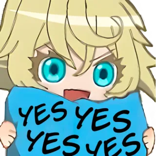👍 f4d8543d YES YES YES
YES YES YES Anime, Oui, Exclamation, Joyeux, Fête telegram sticker