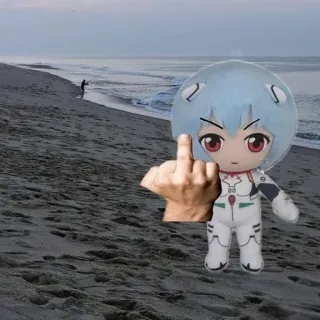 🌊 491702e8 Rei Ayanami Neon Genesis Evangelion アニメ, 綾波レイ, 中指, 攻撃的 telegram sticker