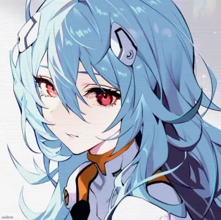 🌊 57ddc97b Rei Ayanami Neon Genesis Evangelion アニメ, 綾波レイ, エヴァンゲリオン, キャラクター, 青髪, 赤い目 telegram sticker