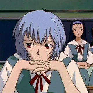🌊 58f5d52e Rei Ayanami Neon Genesis Evangelion アニメ, 綾波レイ, エヴァンゲリオン, 青髪, 制服, テレビ番組, アニメーション, 日本アニメ telegram sticker