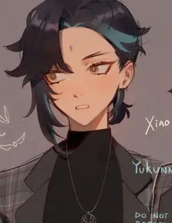 🌟 7fbedec1 Xiao Xiao, Yukunnn, DO NOT REPOST Anime, Genshin Impact, Videogame, Personage, Fanart, Illustratie telegram sticker