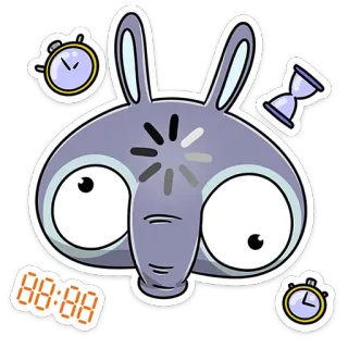 🤯 26378765 cartoon, animal, waiting, clock, time, digital telegram sticker