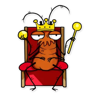 👑 6a1f03cc Cartone animato, Scarafaggio, Re, Corona, Trono, Scettro telegram sticker