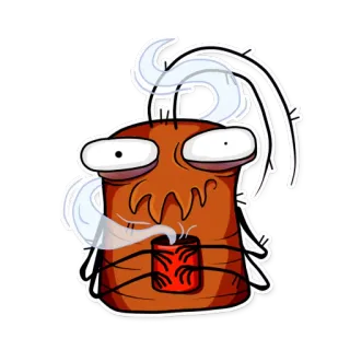 ☕ cfdad1db Cartone animato, Mostro, Caffè, Fumo, Tazza, Divertente telegram sticker