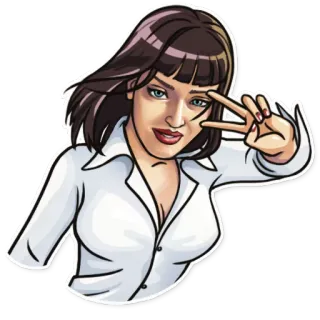 👋 2207ba08 女性, ピースサイン, 女の子, 漫画, ジェスチャー telegram sticker