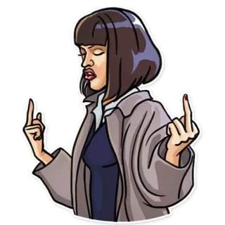 🖕 6b977e9c 中指, 攻撃的, 失礼, 女性, コート telegram sticker