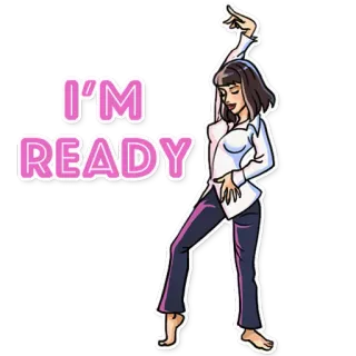 🙌 ba783b5c I'M READY 女性, ポーズ, ダンス, 準備完了, 興奮, アニメ telegram sticker