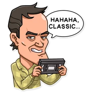 📼 a0c1256e HAHAHA, CLASSIC... man, VHS tape, classic, humor, cartoon, meme telegram sticker