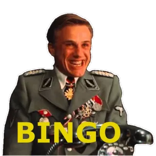 👏 672566bf Hans Landa Inglourious Basterds BINGO Schauspieler, Christoph Waltz, Nazi, Film, Kinofilm whatsapp sticker
