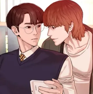 ✨ 13687b67 pria, pasangan, kacamata, manhwa, asia whatsapp sticker