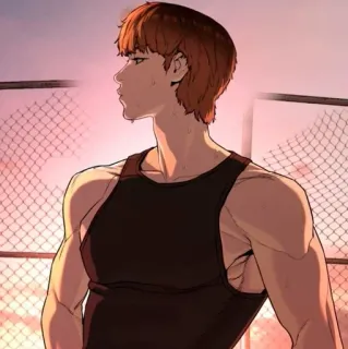 🛐 3b6a2a78 Anime, Kartun, Pria, Otot, Tank top, Keringat, Pagar whatsapp sticker