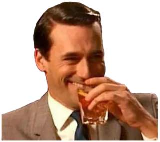 😂 3a4067a5 Don Draper Mad Men Mann, Trinken, Cocktail, Anzug, Lächeln, Glücklich, Fernseher, Show telegram sticker