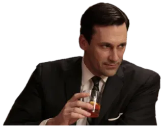 😠 5dc8a1a3 Don Draper Mad Men Mann, Anzug, Getränk, Werbung, Vintage, Figur, Fernsehen telegram sticker