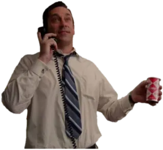 🤗 9fbe9fff Don Draper Mad Men mann, handy, getränk, fernseher, figur, mad men, büro telegram sticker