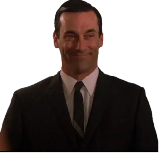 😌 c35684c0 Don Draper Mad Men Mann, Anzug, verschmitzt, selbstbewusst, Geschäftsmann, Mad Men, Don Draper telegram sticker