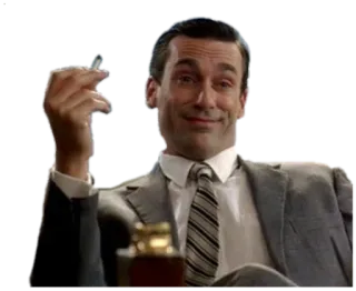 😏 d5604ddb Don Draper Mad Men Mann, Anzug, Zigarette, Alkohol, selbstbewusst, TV-Show, Werbung telegram sticker