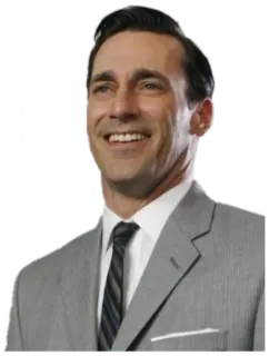 😃 eabb31a0 Don Draper Mad Men Mann, Anzug, Lächeln, Figur, Fernseher, Büro telegram sticker