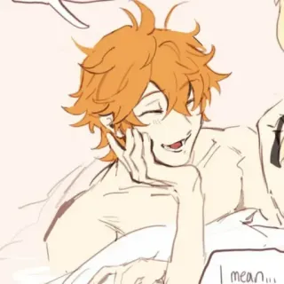 🍂 3e496e4a I mean... ファンアート, オレンジ髪, 笑顔, アニメ, 漫画 telegram sticker