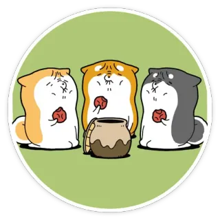 😊 528ce849 cães, fofo, animais, desenho animado, amizade, vaso, círculo whatsapp sticker