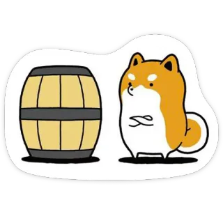 😠 e42ffd74 cachorro, shiba inu, barril, desenho animado, adesivo, animal whatsapp sticker