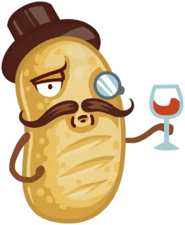 😎 43ec1b53 土豆, 单片眼镜, 绅士, 胡子, 葡萄酒, 饮料 telegram sticker