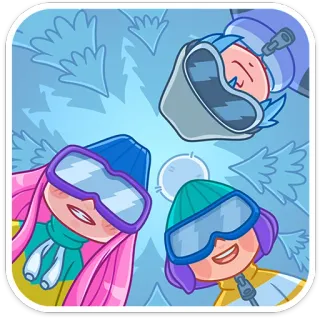 🫵 5c5e5f4a ฤดูหนาว, สกี, การ์ตูน, หิมะ, เพื่อน, สโนว์บอร์ด telegram sticker