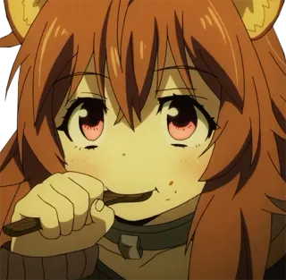 ☺️ 51d1697b Raphtalia The Rising of the Shield Hero anime, manga, Raphtalia, eating, cute telegram sticker