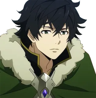 😒 79949fcc Naofumi Iwatani The Rising of the Shield Hero anime, male, cloak, character, hero telegram sticker