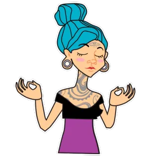 😇 7bdc1fa4 女人, 冥想, 瑜伽, 精神, 卡通, 纹身 whatsapp sticker